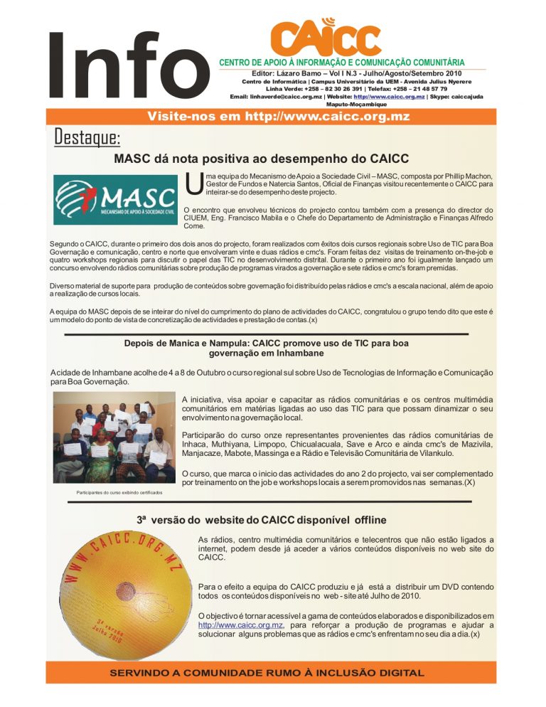 Boletim informativo nº 3 - Setembro 2010